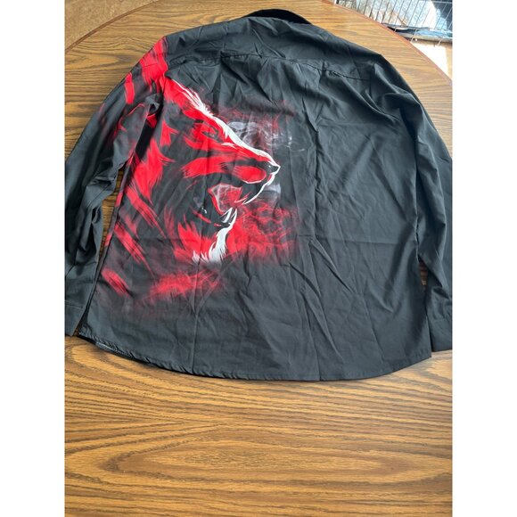 Men’s black and red long sleeved button up dress shirt size 3XL - Picture 2 of 3